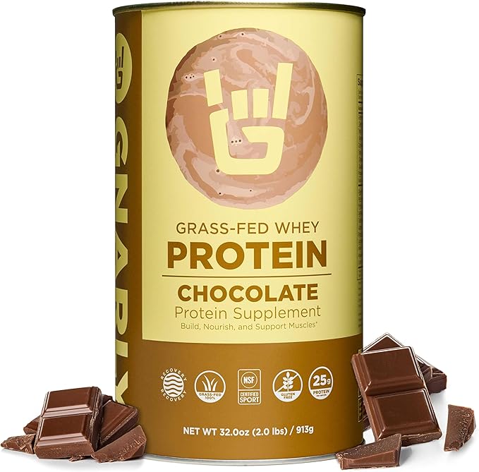 Gnarly Nutrition Chocolate Protein Powder – NSF Sport Certified – 25g Protein Muscle Repair – Grass Fed Whey Powder Smooth Taste – Chocolate 32 oz