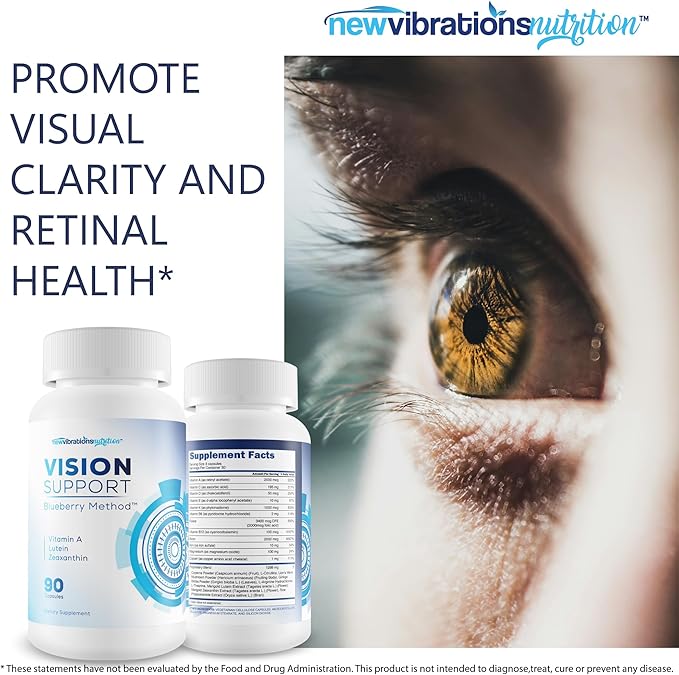 Vision Support Blueberry Method - Our Best Eye Vision Supplement - Lutein Zeaxanthin &amp Vitamin A Supplement For Eyes - Healthy Eyes Vitamins Lutein And Zeaxanthin Berry Trick - Operation Clearview