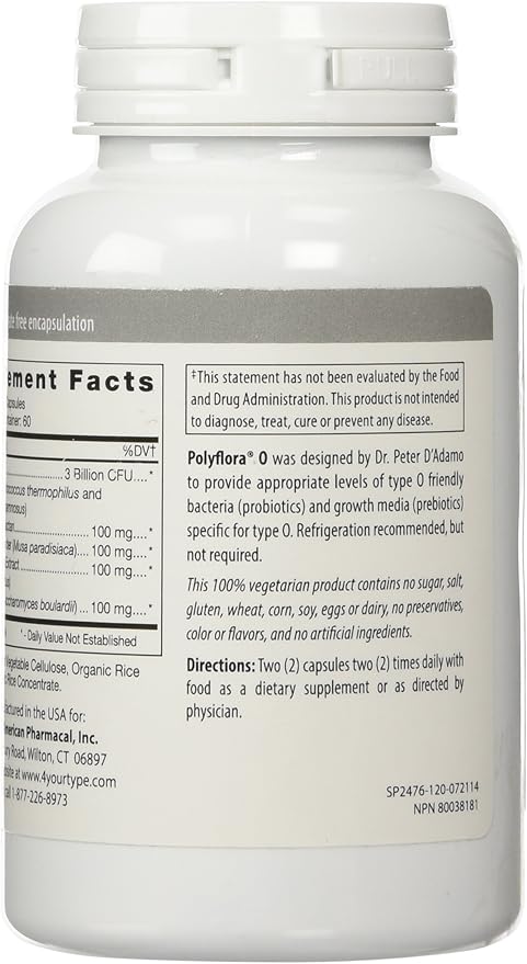D'Adamo Personalized Nutrition Polyflora O 120 Count