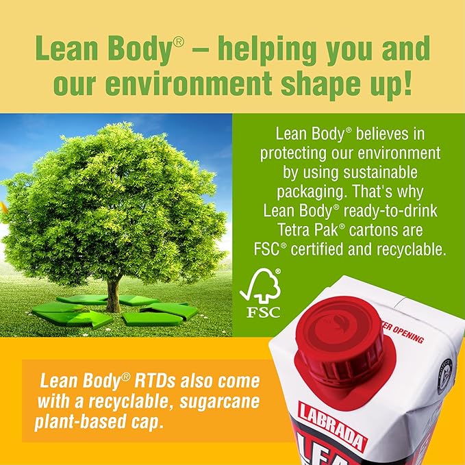 Labrada Lean Body Ready-to-Drink Mint Chocolate Protein Shake 40g Protein Whey Blend 0 Sugar Gluten Free 22 Vitamins &amp Minerals (Recyclable Carton &amp Lid - Pack of 12) LABRADA