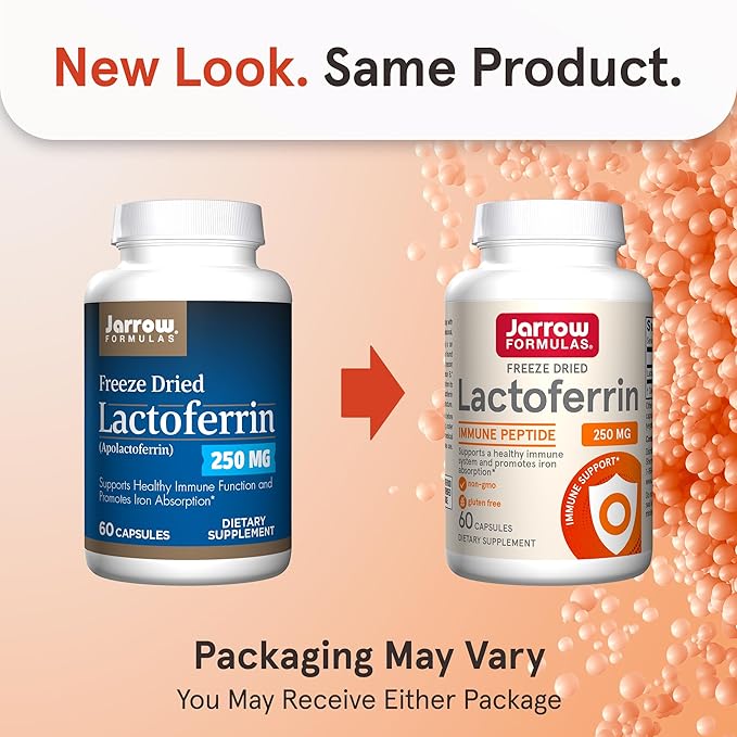 Jarrow Formulas Saccharomyces Boulardii Probiotics + MOS 5 Billion CFU Probiotic Yeast Formulas Lactoferrin 250 mg - Immune-Supporting Glycoprotein