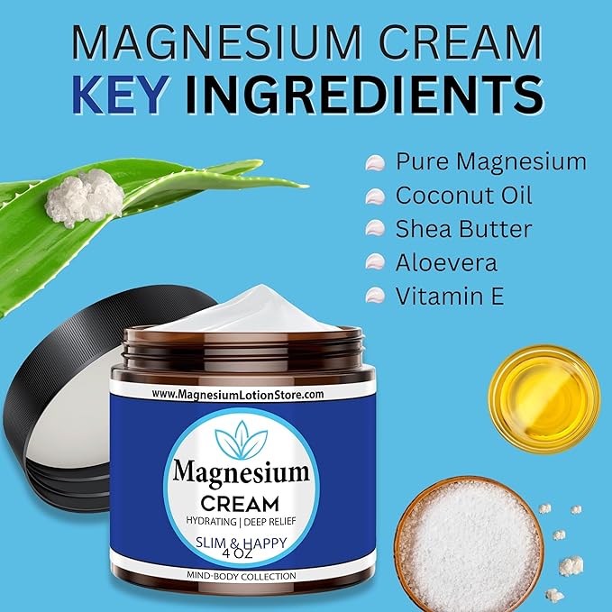 Magnesium Cream with Slim and Happy Scent – Hydrating &amp Cheerful Aroma 4oz USA Made