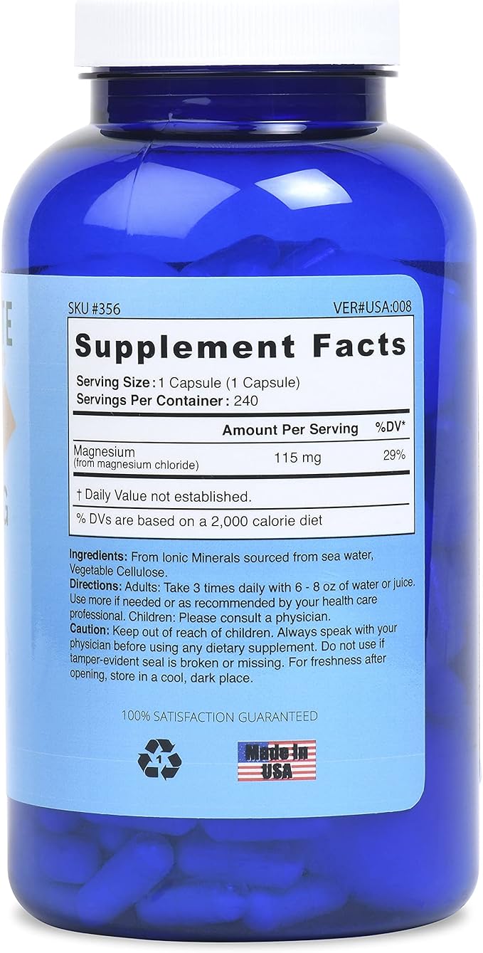 Good State | ION-MAG - Ionic Magnesium Chloride Supplement | Men/Women's Nano Ionic Magnesium Chloride Supplement | (115mg Each) (240 Veggie Capsules)