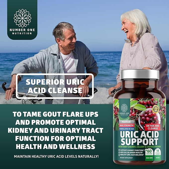 Number One Nutrition N1N Premium Uric Acid Support and Men's Multivitamins All Natural Supplements to Support Energy Levels Prostate Health and Urinary Tract Functions 2 Pack Bundle