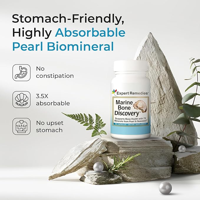 Marine Calcium Bone Density Supplement 3.5X Absorbable Pearl Calcium &amp Icelandic Marine Algae with Magnesium Vitamin D3 K2 &amp More Organic Holistic Alternative Astronaut Endorsed - 30 Day