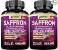 Saffron Supplement with Glucomannan Ashwagandha Green Tea Extract Zeaxanthin &amp Lutein Vision Support &amp Daily Wellness Formula Extra Strength Plant-Based Capsules 4 Month Supply (2 Pack)