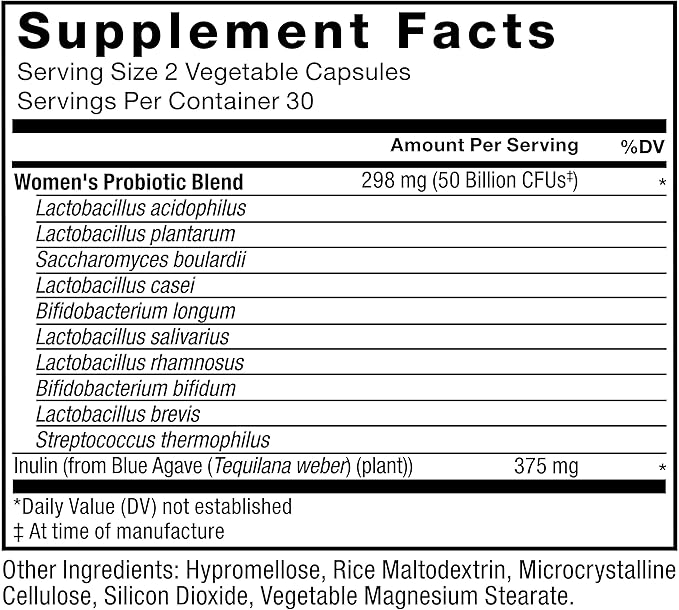 Force Factor Probiotic for Women 50 Billion CFU Women’s Probiotic for Digestive Health Immunity and Vaginal Health 10 Strains with Lactobacillus Acidophilus Vegan 60 Capsules