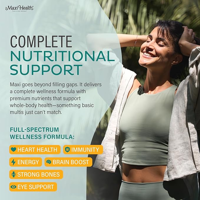 Maxi Health Multivitamin – Easy to Swallow Multi Vitamin Capsules with 30 Nutrients Iron &amp Probiotics – Kosher Daily Multivitamins Small Capsules for Wellness Support &amp Digestive Ease (120 Un