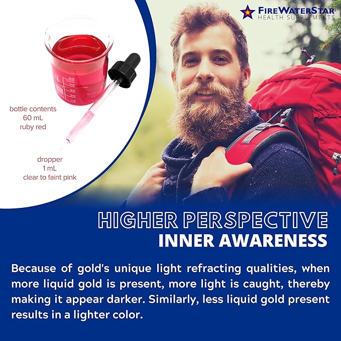 FWS Colloidal Gold Liquid Drops Ascension Meditation Spiritual Aid Brain Boost Enhance Awareness Clarity Dreams Intuition Made from 99.99% Pure Swiss Gold 100 ppm Ruby Red Real 24K
