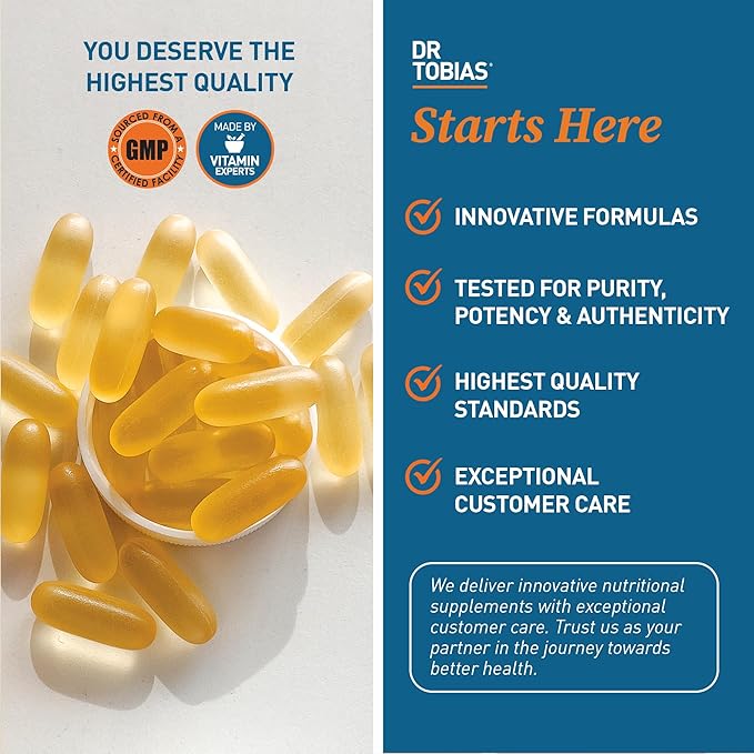 Dr. Tobias Omega 3 Fish Oil 2000mg Triple Strength with 800mg EPA 600mg DHA Per Serving | Fish Oil Omega 3 Supplements for Heart Brain &amp Immune Support - 180 Softgels (90 Servings)