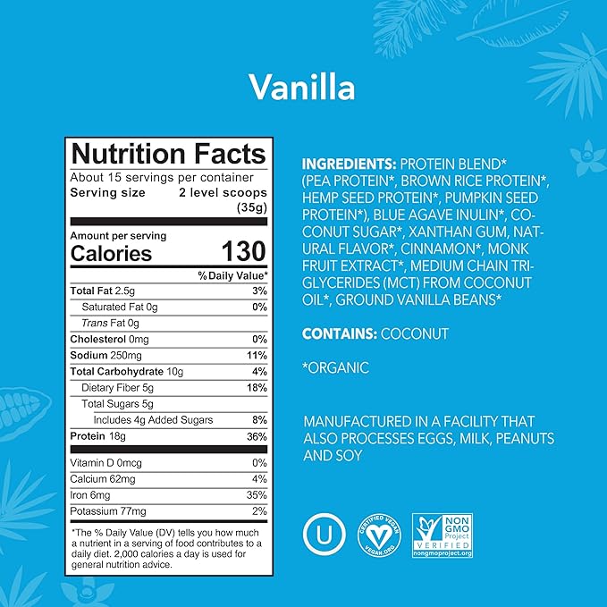 ALOHA Organic Plant Based Protein Powder Bundle Vanilla 19.6 oz &amp Chocolate 19.6 oz 15 Servings Each