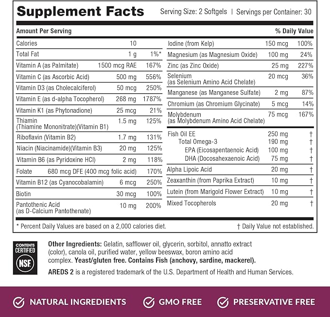 EyePromise Macular Health Complete Supplement - 60 Softgels 30-Day Supply - Complete Macular Support with 10mg Lutein &amp Zeaxanthin