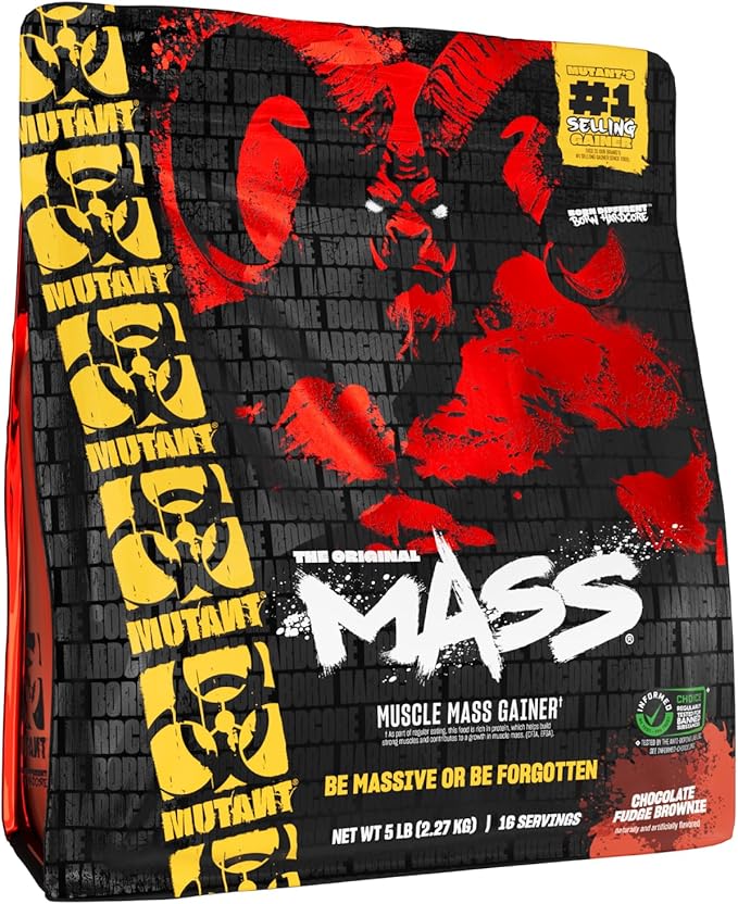 Mutant Mass Weight Gainer Protein Powder - High Calorie Protein for Lean Mass Muscle Build &amp Bulking - 5 Pound - Chocolate Fudge Brownie