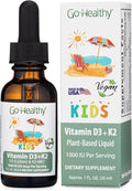 Go Healthy Kids Vitamins D3 K2 (MK-7) Child Vitamin D Liquid Vegan D3 K2 Drops for Kids Sugar-Free Easy-to-Absorb Children's Growth &amp Immune Support Vanilla Flavor - 30 Servings
