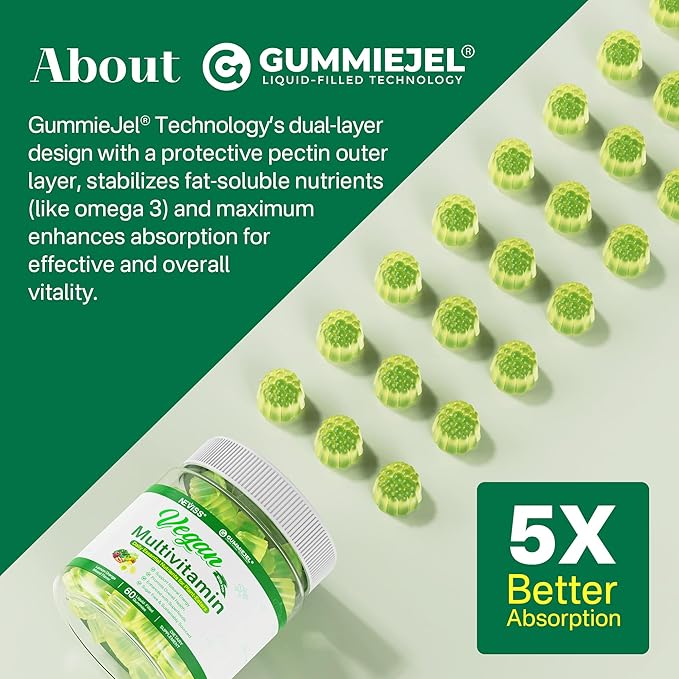 Vegan Iron Gummies with Vegan Multivitamin for Women Men with Iron Vitamin B12 A D3 K2 Algae Omega 3 Magnesium Zinc