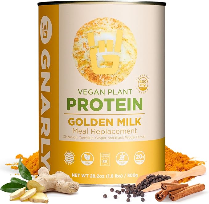 Gnarly Nutrition Golden Milk Vegan Protein Powder – Plant-Based Powder for Shakes – Dairy-Free Non-GMO Gluten-Free – 28.2 oz