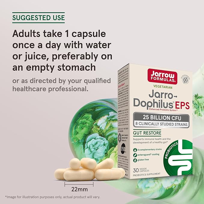 Jarrow Formulas Probiotics for Women and Men Digestive Health - Probiotic Nutritional Supplements Gut Health 25 Billion CFU 30 Capsules 30 Day Supply