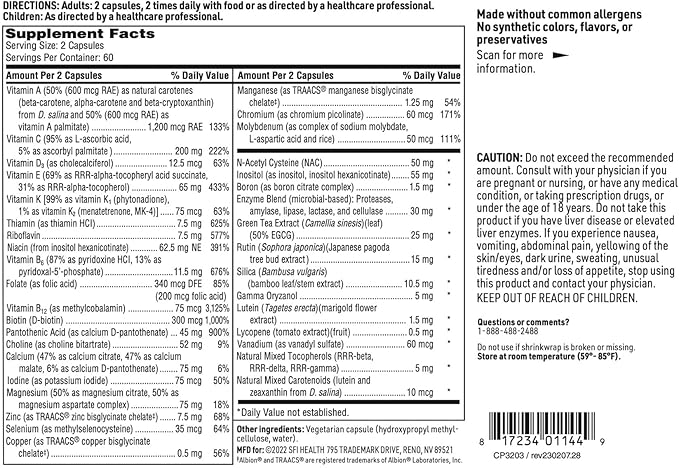 Klaire Labs SFI Health Core Multi - Multimineral &amp Multivitamin Supplement with No Iron - Vitamins &amp Chelated Minerals with Natural Mixed Carotenoids Vitamin C &amp E - for Men &amp Women (
