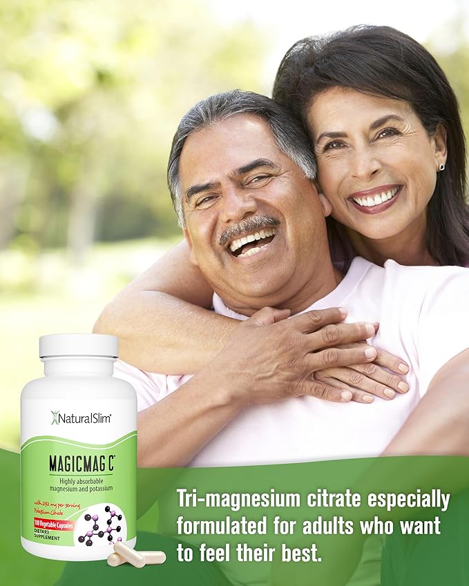 MagicMag C by NaturalSlim Magnesium Citrate Capsules for Muscle Relaxation Sleep Quality Nerve Function &amp Electrolyte Support Daily Magnesium Supplement for Men and Women 100 Capsules