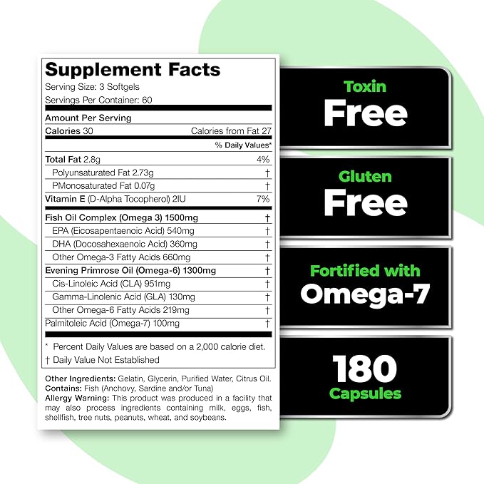 Species Nutrition Omegalyze Support Supplements Essential Fatty Acid Formula Supplement to Help Maximize Recovery Omega 36 and 7 Formula180 Capsules
