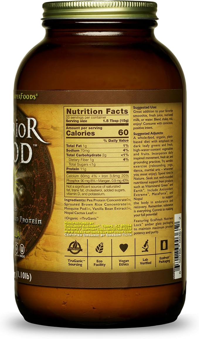 HEALTHFORCE SUPERFOODS Warrior Food Protien Powder - Vanilla Flavor - 500 Grams