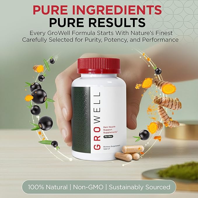 Hair Growth Supplements for Men – Clinically tested for visibly thicker hair and scalp coverage – All natural ingredients saw palmetto to block DHT – Drug-free Safe – Doctor recommended