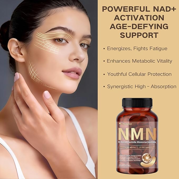 NMN Supplement 1000mg | 10-in-1 with Resveratrol Quercetin CoQ10 &amp Glutathione | Cellular Energy &amp Antioxidant Complex | Enhanced Bioavailability Formula with TMG &amp Black Pepper | 120 Ca
