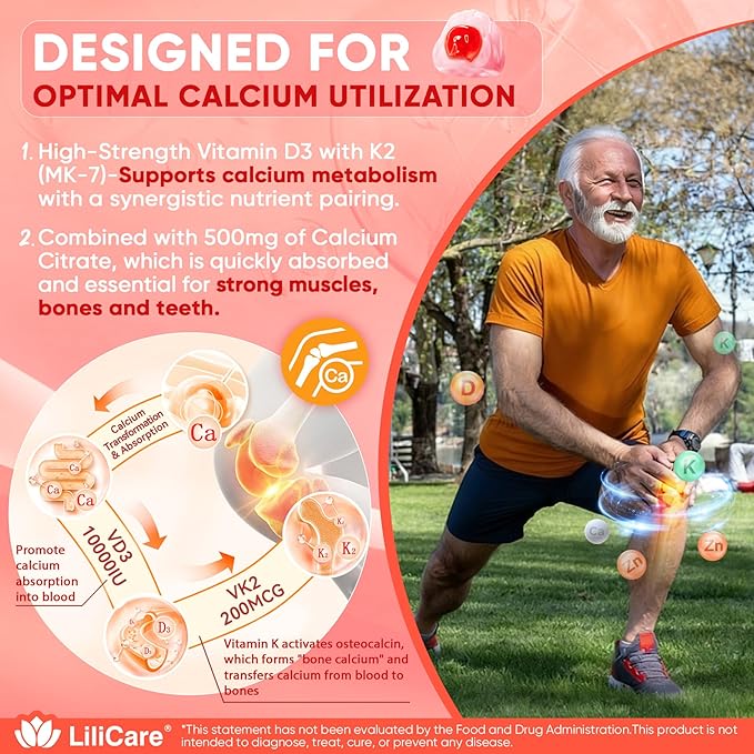Vitamin D3 K2 Filled Gummies 5000IU / 10000 IU with 500mg Calcium + K2(MK-7) 200mcg Magnesium Vitamin C &amp Zinc Extra Strength - Ultimate Absorbency for Bones Muscles Teeth Vegan -- Pack of 2