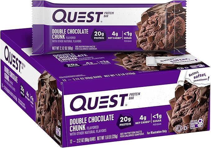 Quest Nutrition Double Chocolate Chunk Protein Bars High Protein Low Carb Gluten Free &amp Lemon Cake Protein Bars High Protein Low Carb Gluten Free 12 Count