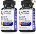 Quantum Nutrition Labs Daily Multivitamin - Multivitamin for Men and Women Daily Nutrition Supplements with Calcium for Adults Made with Cordyceps and Green Tea - 60 Vegetarian Capsules (Pack of 2)
