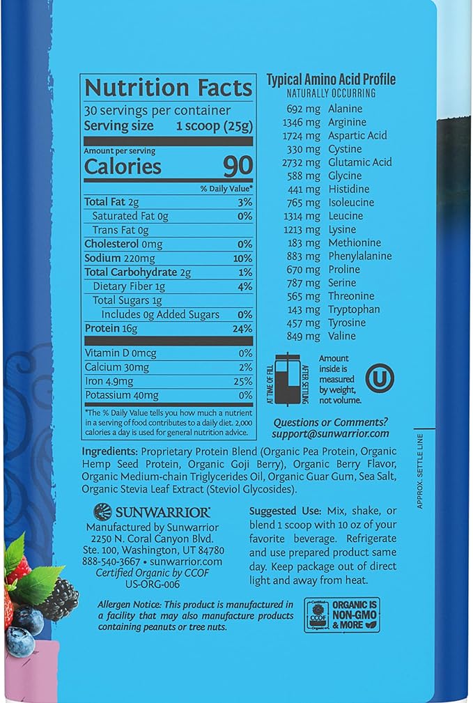 Vegan Protein Powder Plant Based Organic Protein | Berry 30 Servings &amp Vegan Protein Refresh Clear Protein | 30 Servings Raspberry Flavored