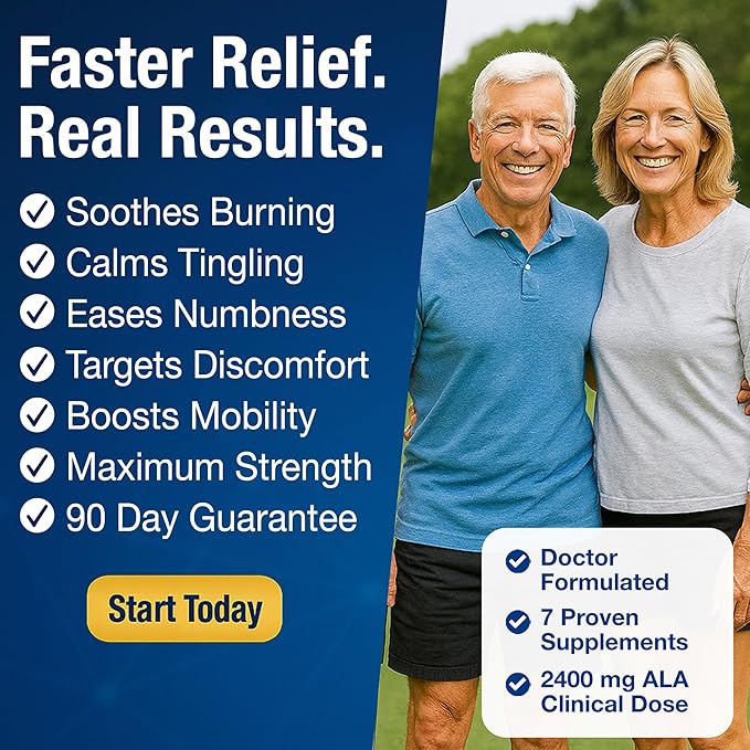 Nerve Relief Neuropathy Sciatica Support Supplement with 2400 mg Alpha Lipoic Acid to Reduce Nerve Discomfort in Feet Hands Toes &amp Feet – 2400mg ALA B Vitamins Magnesium Turmeric – 60 Capsules
