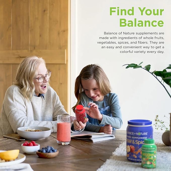 Balance of Nature Fruits &amp Veggies Supplements - Whole Fruit and Vegetable Ingredients for Women Men and Kids - 90 Fruits Capsules 90 Veggies Capsules - 2 Sets