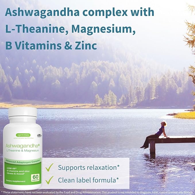 Daily Vitamin D3 + Ashwagandha+ L-Theanine &amp Magnesium Vegetarian Bundle 365 2000iu Vitamin D3 Tablets + 600mg KSM-66 Ashwagandha with Zinc &amp B Vitamins by Igennus