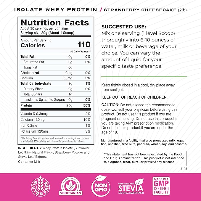 Muscle Feast Grass-Fed Whey Protein Isolate All Natural Hormone Free Pasture Raised Whey Isolate Protein Powder for Men and Women Gluten-Free Delicious Isolate Protein - Strawberry Cheesecake 2lb