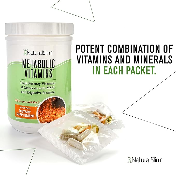 NaturalSlim Metabolic Vitamins - Combination of High Potency Multivitamins Minerals B Complex Msm &amp Digestive Formula Supplements for Men &amp Women - Energy &amp Metabolism Support - 3pack