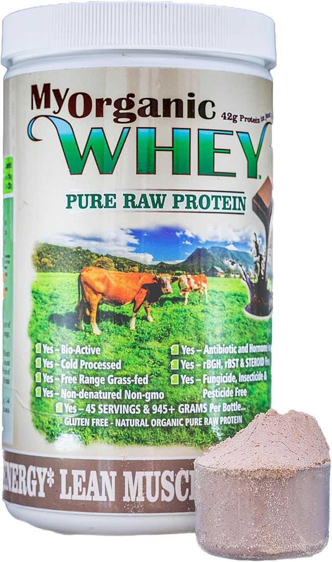 Organic Whey Protein Powder Grass-Fed Cold Process Grade-A Milk rBST Hormone-Free Chocolate Protein Powder No Preservative Pure Whey Protein 42g of Protein in Just 2 Scoops (1 Pound 2 Pack Chocolate)