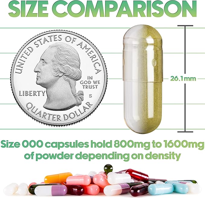 XPRS Nutra Vegan Size 000 Separated Capsules- 500 Count Premium Empty Caps Separated in Bags - Clear Empty Capsules - 000 Pills for DIY Supplement Filling