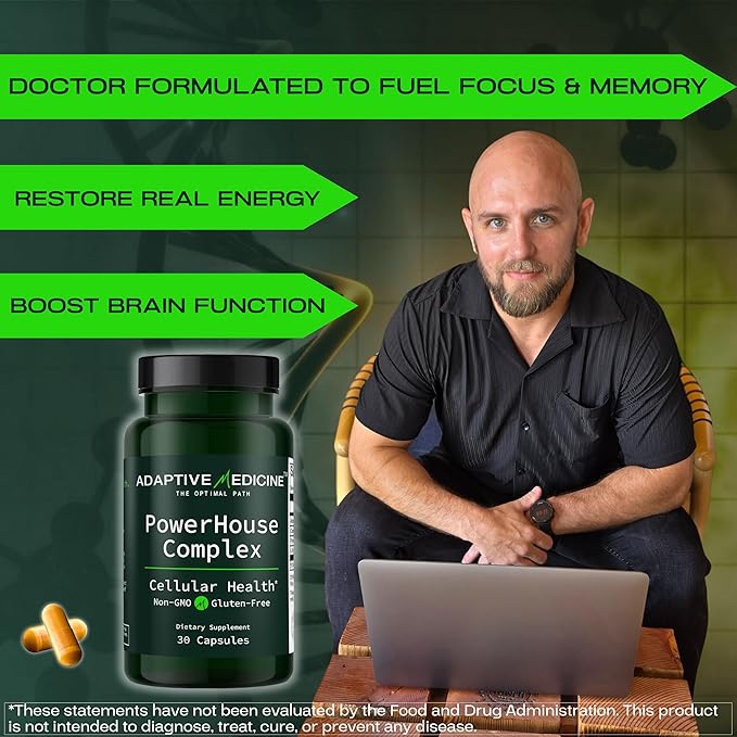 Powerhouse Complex – Supplement for Mitochondrial Support Brain &amp Memory Health Energy Support with L-Ergothioneine ALA CoQ10 &amp PQQ – Cellular Energy Cognition &amp Metabolic Health – 30