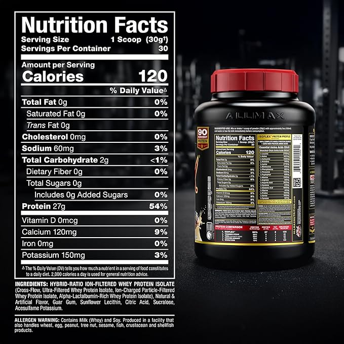 ALLMAX ISOFLEX Pure Whey Isolate Protein Powder - Gluten Free Low Lactose Sugar-Free - High-Protein Clean Keto-Friendly for Pre Post Workout Supplement for Women and Men | Blueberry Muffin 2lb