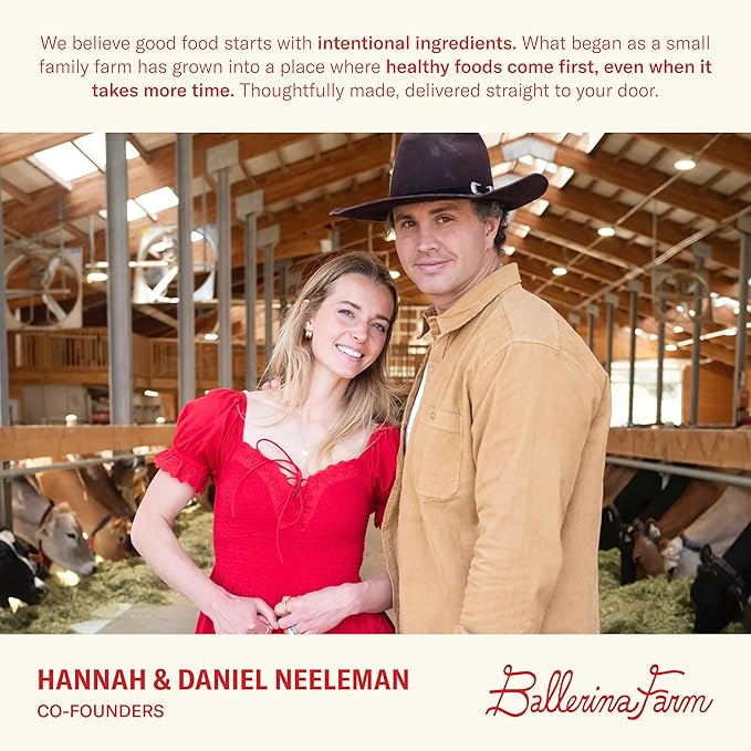 Ballerina Farm Grass Fed Whey Protein Powder Strawberry Crème 24g Protein with Collagen Peptides Bovine Colostrum Hemp Hearts Prebiotic Fiber No Added Sugar or Artificial Ingredients 20 Servings