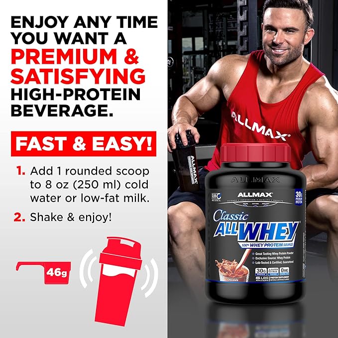 ALLMAX Classic ALLWHEY Chocolate Peanut Butter - 5 lb - 30 Grams of Protein Per Scoop - Gluten Free - Approx. 49 Servings