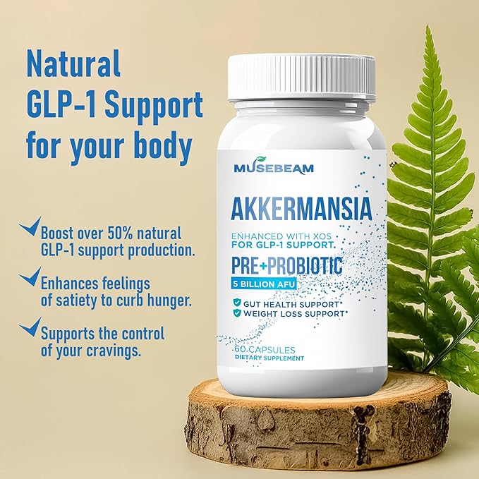 GLP-1 Support Prebiotic Probiotic Weight Loss Supplement - 5 Billion AFU Akkermansia Muciniphila with XOS - Activate Boost Natural GLP1 Support Metabolic &amp Gut Health for Men Women