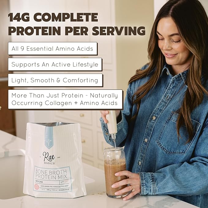 Bone Broth Protein Powder Grass Fed Collagen with 14g Complete Protein per Serving Gluten Free Keto &amp Dairy Free Organic &amp Clean Ingredients No Added Sugar Mocha 26 Servings