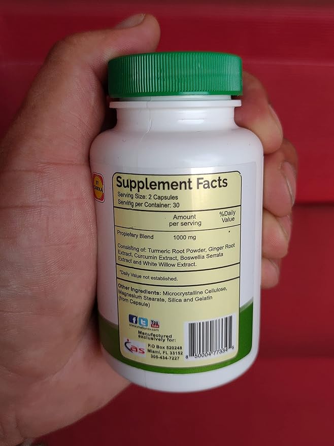 Turmeric Curcumin Supplement Capsules - Extra Strength Turmeric with Ginger Root &amp Boswellia Serrata Extract - Herbal Formula Joint &amp Muscle Relief Support for Men &amp Women - 60 Capsules