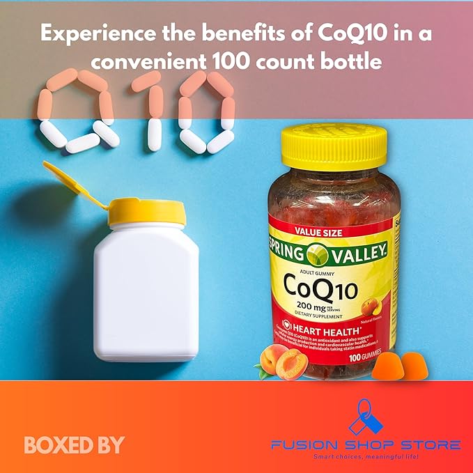 Coq10 200mg Gummies- Coenzyme Supplement for Adults Natural Flavor 200 mg 100 ct (Pack of 1) Boxed by Fusion Shop Store