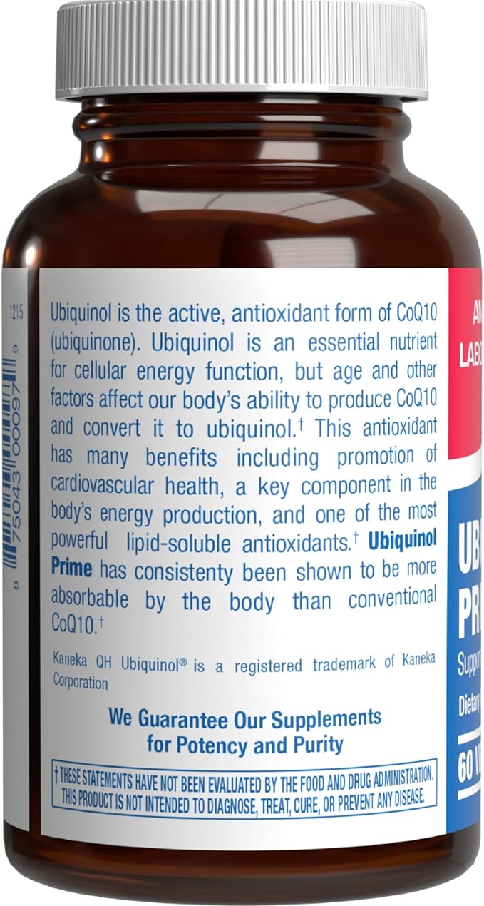 Ultra Absorption Ubiquinol CoQ10 Supplement - Coenzyme Q10 Supplement for Heart Immune Energy Cellular &amp Brain Support - Vegetarian Non-GMO &amp Made in The USA in cGMP Facilities - 60 Servings
