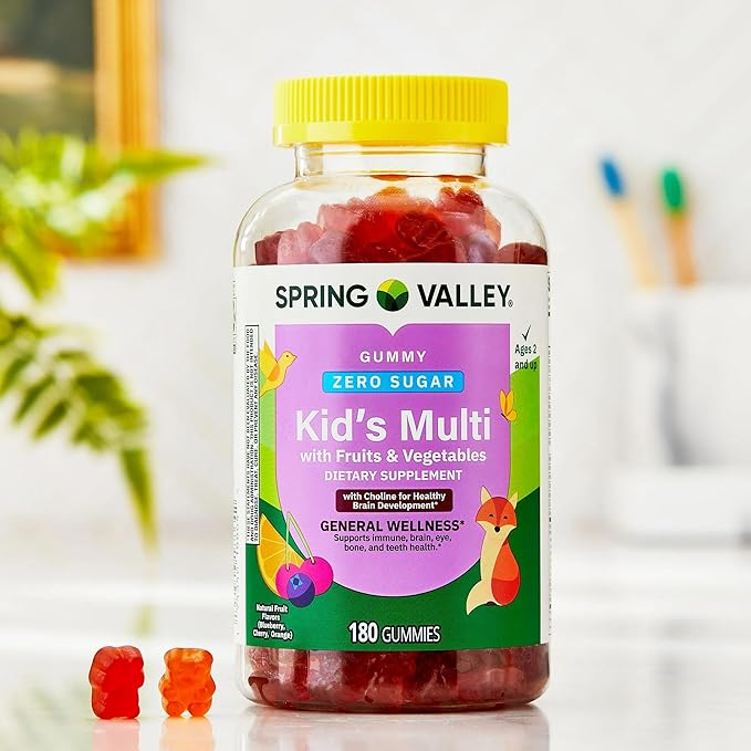 SUREFECT Spring Valley Zero Sugar Kids Multivitamin Gummies with Fruits &amp Vegetables - 180 Count Organizer.