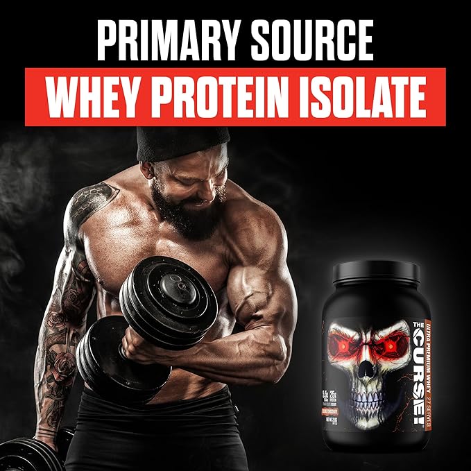 JNX SPORTS The Curse! Ultra Premium Whey Protein Powder Double Chocolate 2lb | 25g Protein Per Serve Primary Source Whey Isolate