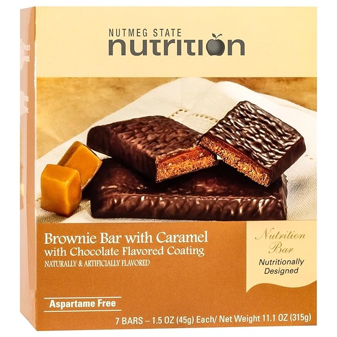 Nutmeg State Nutrition High Protein Bars 7 Servings Per Box (1 Box (7 Servings) Brownie Bar with Caramel)